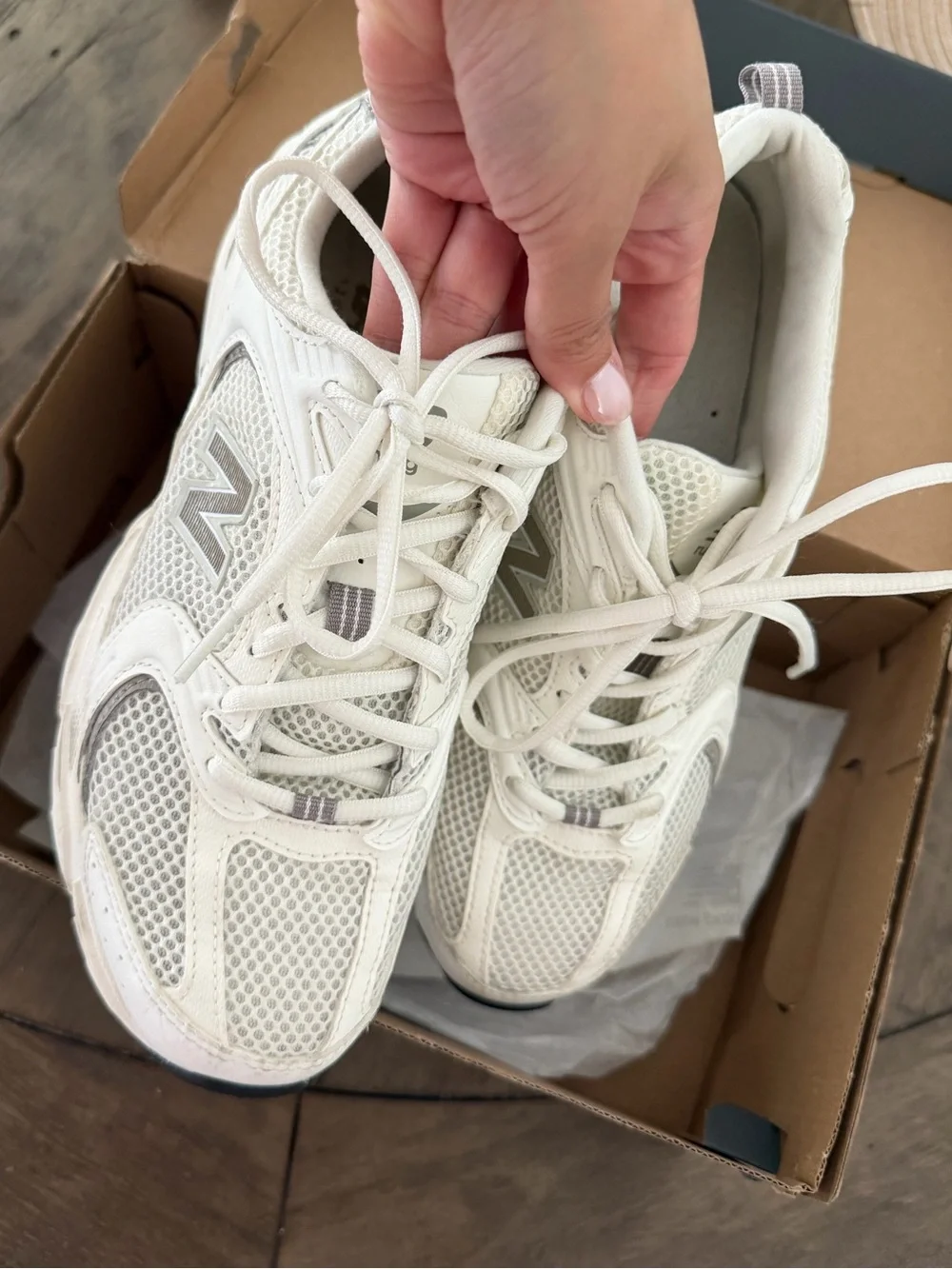New Balance Women’s White and Gray Athletic Mesh Sneakers